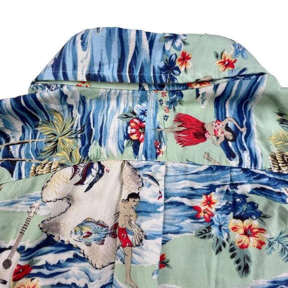 Polo Ralph Lauren Hawaiian Shirt 1XB Hula Girl Palm Tree Ukulele Beach Viscose - Picture 8 of 11